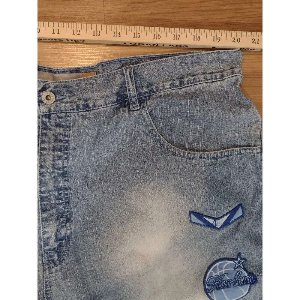 Vintage Mens Shorts Baggy Carpenter Jean 42 Shorts Blue Distressed Y2K Spellout